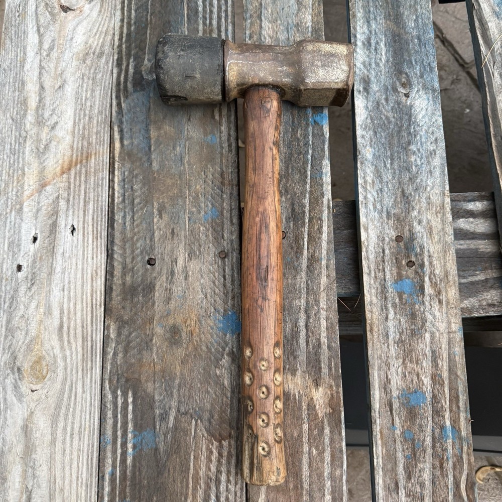 Vintage Combo Sledge Hammer Rubber Mallet 6lb Dual Head 17” Handle