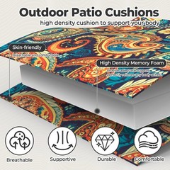 4PCS 3″ Thick Outdoor Chair Seat Pads Cushions Patio Furniture Water Resistant