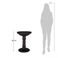 26.5 In. H Cast Stone Fiberglass Rose Aged Charcoal Finish Birdbath