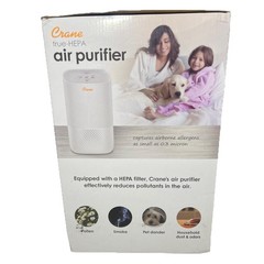 Crane True HEPA Air Purifier with UV Light, 3-Stage Filtration System
