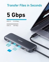 Anker 332 USB-C Hub (5-in-1) with 4K HDMI Display, 5Gbps and 2 5Gbps USB-A Data