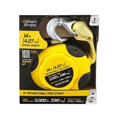 SmartStraps Retractable Tow Strap with Hooks 14ft 9000lb, Commercial Duty, 171,1