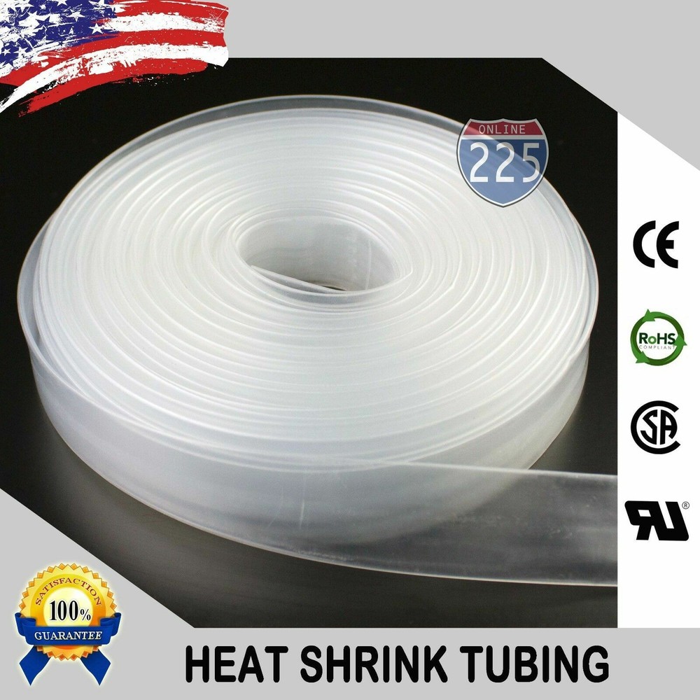 1 1/4″ 1 1/2″ & 2″ CLEAR Polyolefin Heat Shrink Tubing 2:1 Ratio Clear LOT