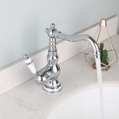 Polished Chrome Swivel Bathroom Faucet Single Handle Sink Vanity Mixer Taps