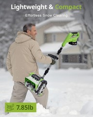 Electric Cordless Snow Shovel, 2X 3.0Ah/ 21V/ 12-Inch Battery Snow Blower wit…