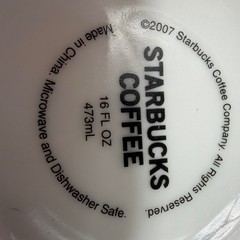 Starbucks Coffee Classic White Logo Mug 16 oz (2007) Large Ceramic Coffee Cup