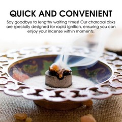100 Ct Charcoal Tablets 33 mm – Quick Light Discs for Incense Resin Burner Rolls