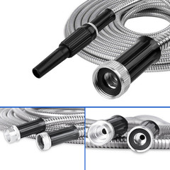 25 -100FT Stainless Steel Metal Flexible Lightweight Garden Water Hose Pipe