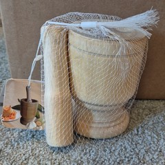 bene casa Wood Mortar & Pestle BC-65236 Beige Easy Clean Hand Wash Only