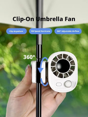Car Clip on Fan with LED Display – 360° Rotation, 100 Speeds Adjustable（Beige）