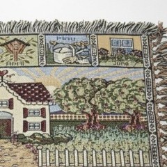 Vintage 12 Months of the Year Woven Tapestry 38″ x 21″ Cottagecore Wall Hanging