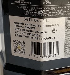Atlas Organic Cold Pressed Moroccan Extra Virgin Olive Oil, Polyphenol Rich, NEW