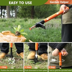Weed Puller Tool, 3/4 Claw Stand Up Weed Puller Tool with Ergonomic Long Handle