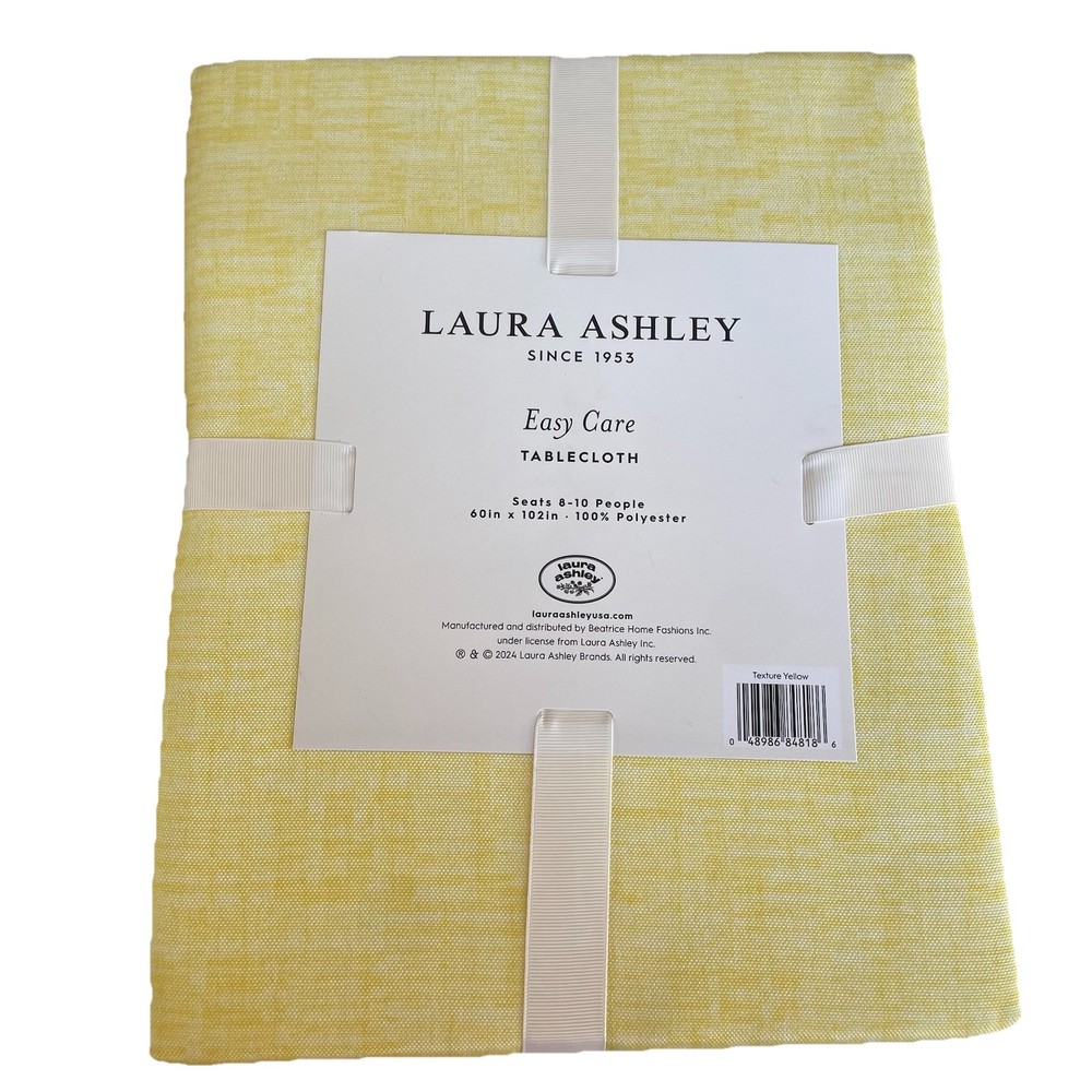 Laura Ashley Easy Care Tablecloth – Texture Yellow Rectanglar 60″ x 102″ New