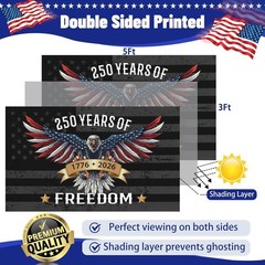 3 Ply 250 Years America Flag – Double Sided Patriotic Eagle 3 X 5 Ft Anniversary