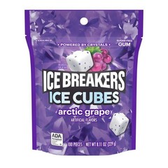 Ice Breakers Ice Cubes Arctic Grape Sugar Free Gum 8.11 oz 100 pcs