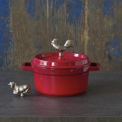 40509-346-0 Rooster Lid Knob, Cast Iron, Silver