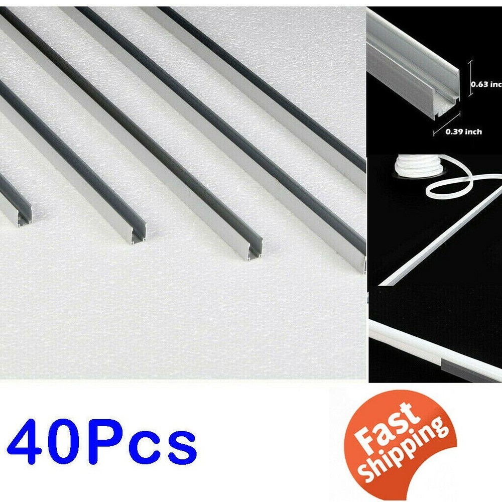 40Pcs 3.3′ Aluminum Mount Holder Channel Track for 8mm x 17mm LED Light Strip