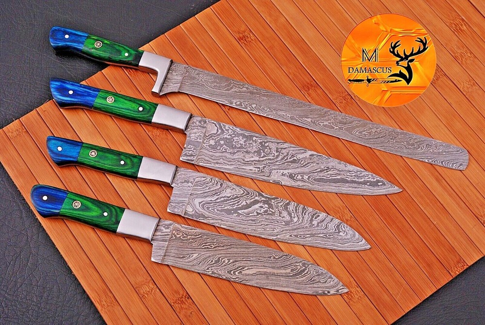 Custom Handmade CHEF KNIFE Set Kitchen Knives Cutlery Forged Damascus Steel 1232