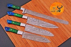 Custom Handmade CHEF KNIFE Set Kitchen Knives Cutlery Forged Damascus Steel 1232