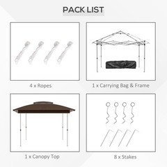 12′ x 12′ Backyard Party Cabana Gazebo w/ 3-Level Adjustable Height, Dark Brown
