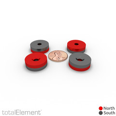 3/4 x 1/4 Inch Neodymium Countersunk Magnets N52 with Black Plastic (8 Pack)