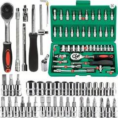 46Pcs Family Tools 1/4 Set Mechanic Tool Kits for Auto Repair Hous with Sockets
