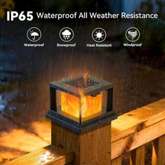 Solar Post Cap Lights Outdoor Flickering Flame Fence Lamp 4×4 Vinyl Wooden Posts
