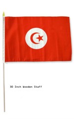 12×18 12″x18″ Tunisia Country Stick Flag 30″ wood staff