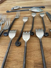 38 Piece Gourmet Settings Treble Clef Stainless Silverware & Serving Pieces VTG