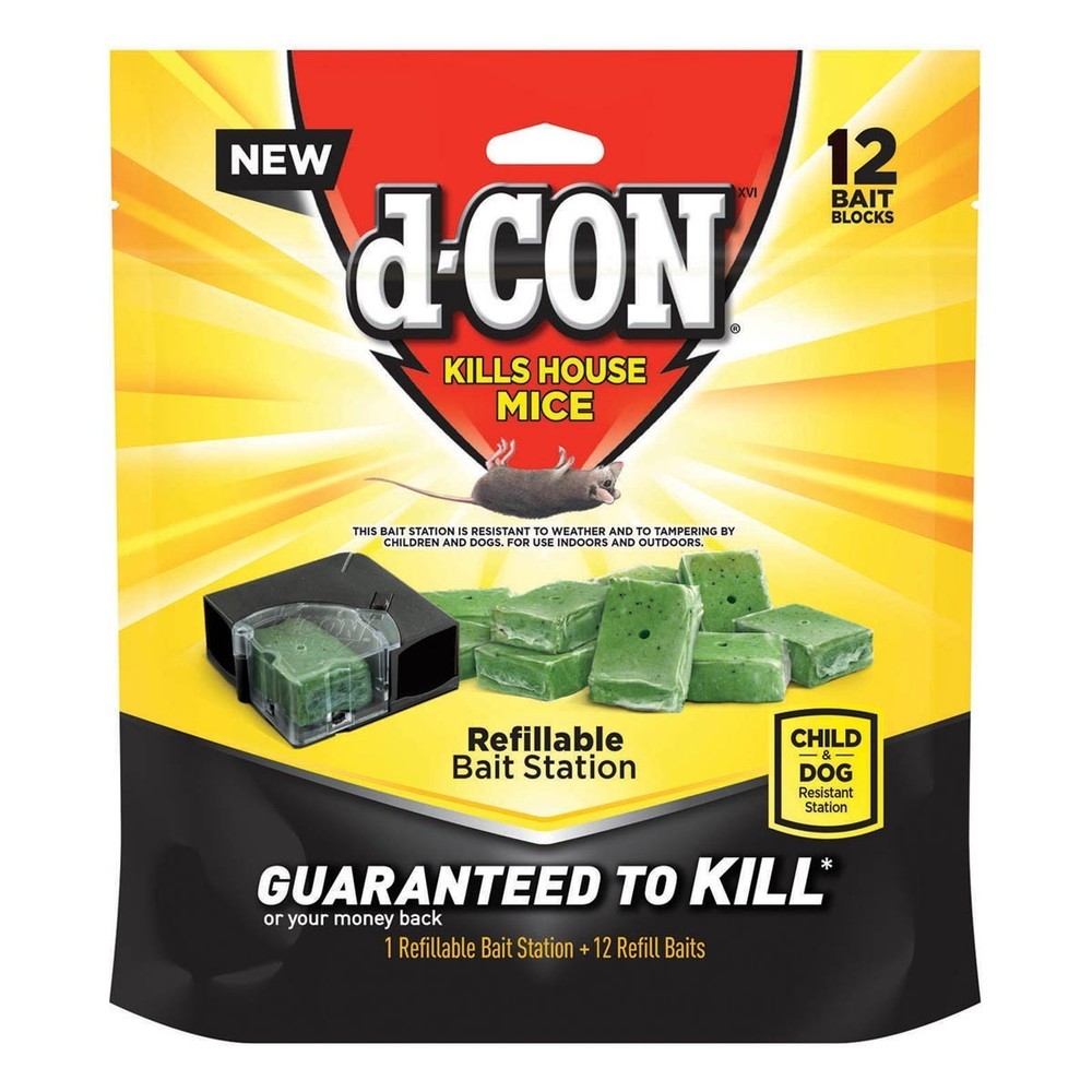 D-Con Kills House Mice 1 Refillable + 12 Refill Bait Blocks