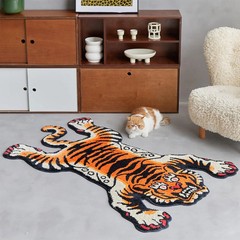 Tibetan Tiger Area Rug, 5×3.3 ft, Tufted High Pile, Machine Washable