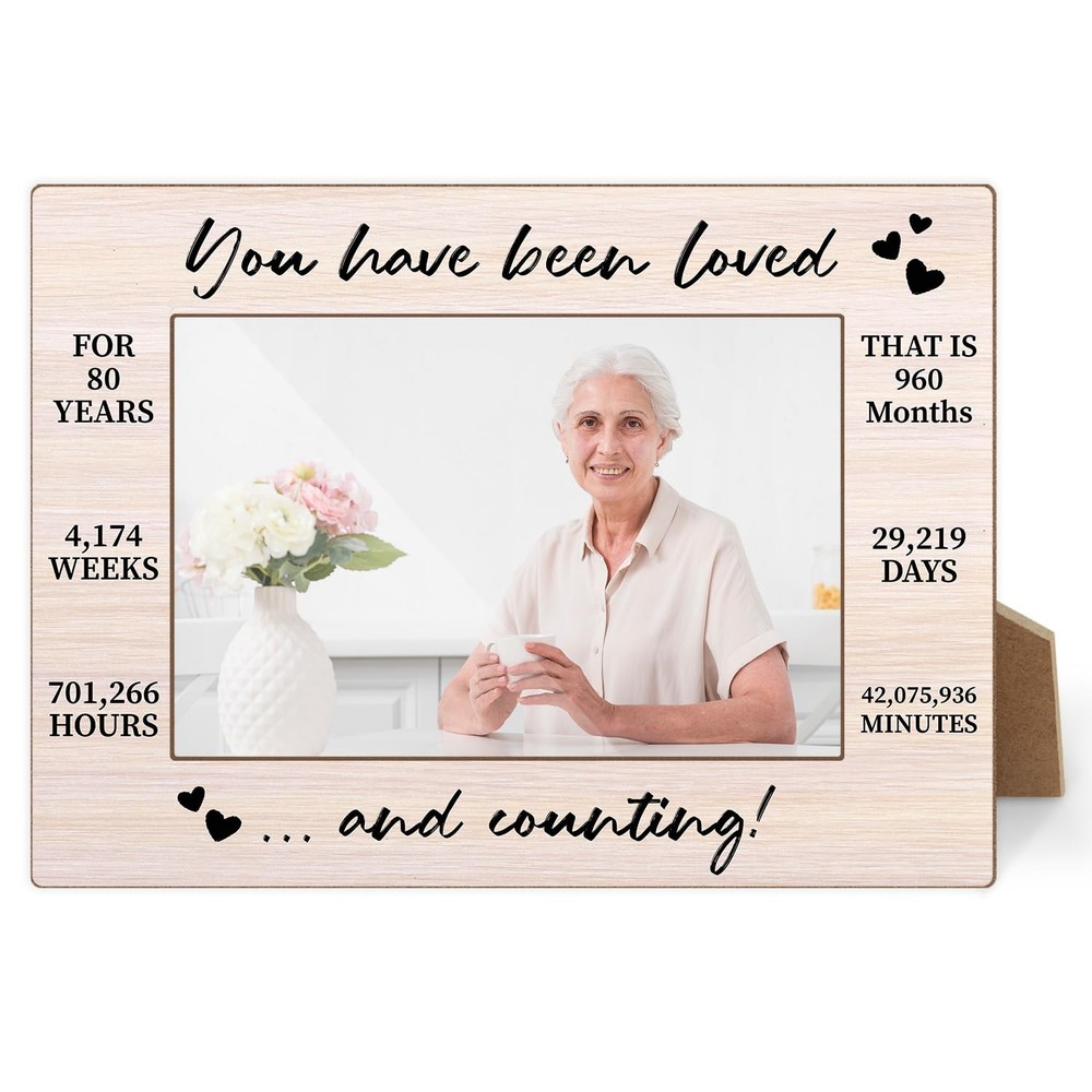 80th Birthday Picture Frame 4×6 Photo 80 Years Old Gifts Women Men 25