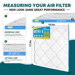18x20x1 MERV 8 Pleated AC Furnace Air Filters MPR 600, For Home HVAC