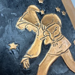 Scandinavian Tradition (Julenisse/Tomte) Elf Like Santa Copper in Wood Wall Art