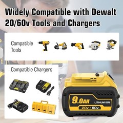 2Pack 9.0Ah for DeWalt FLEXVOLT 20V/60V MAX Battery Lithium-ion DCB609 &Charger