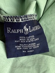 Ralph Lauren KING PILLOWCASE Pillow Avery Green Cotton Damask Vintage 1994 1990s