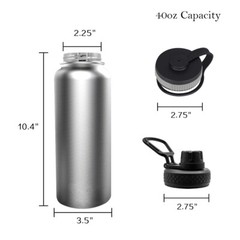 40oz Water Bottle Stainless Steel Vacuum Double Wall Insulation Sport Wide Mouth