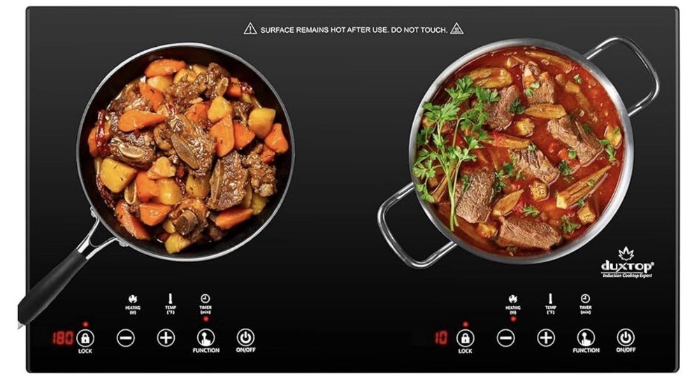 Duxtop 1800W Induction Cooktop 2 Burner Portable Touch Control Timer