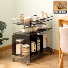 Acrylic End Table,Rectangle Side Table, Bamboo Acrylic Modern End Table