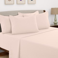 6 Piece Bed Sheet Set 1800 Series Microfiber Comfort Deep Pocket Hotel Bed Sheet