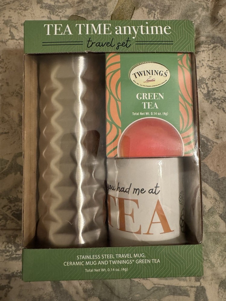 Twinings Tea Time Anytime Travel Set, Travel + Ceramic Mugs, EXP 10/11/25, New
