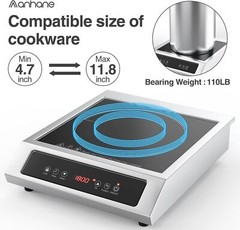 Commercial Electric Induction Cooktop Electric Hot Plate Touch Screen 1800W 110V