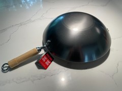 JOYCE CHEN Classic Series 14-Inch Carbon Steel Wok with Birch Handles Round Bott