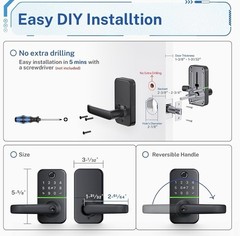 Keypad Smart Door Lock with Handle: Kucacci Keyless Entry Fingerprint Lock