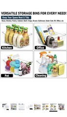 12 Pack Clear Plastic Storage Bins with Handles, BPA Free, 10.3×7.3×4.7in, Blac…