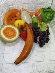 Authentic Vintage Mexico Paper Mache Colorful Faux Fruits & Vegetables Decor 14