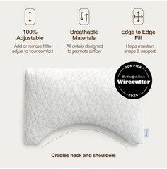 Coop Home Goods Original Crescent Adjustable Pillow, King Bed Pillows for…