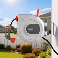 VEVOR Retractable Garden Hose Reel 1/2 in x 50 ft Wall Mount 9-Function Nozzle