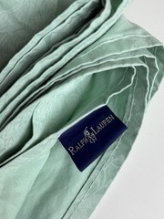 Ralph Lauren FULL FLAT Sheet Avery Green Cotton Damask Vintage 1994 1990s